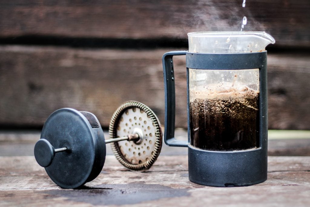 french press coffee brewing