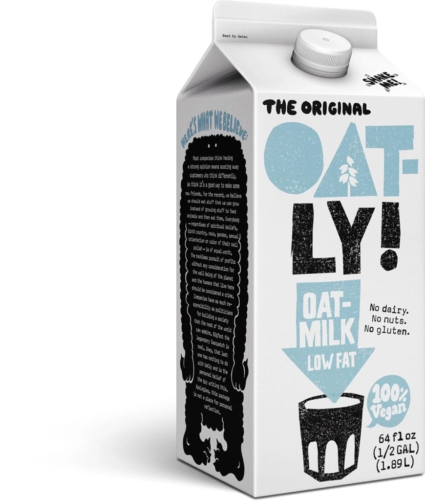 The Oatly vegan low fat creamer is one of our favorite Vegan Coffee Creamers.