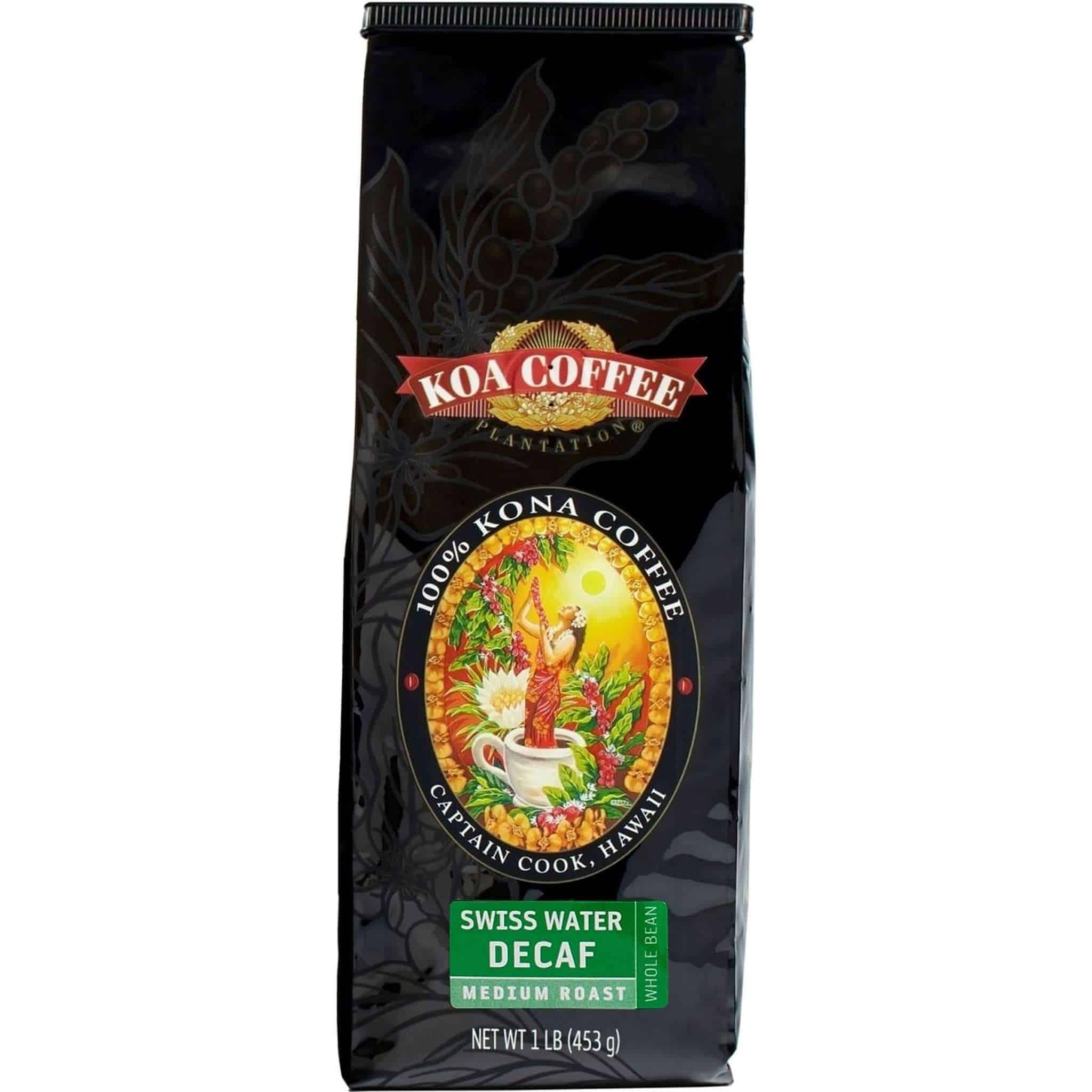 KOA Coffee Swiss Water Decaf Whole Bean 100% Kona Coffee