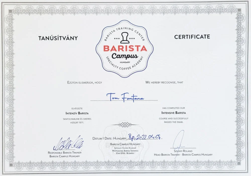 Tom Barista Diploma 2