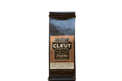 Clout Coffee Bourbon Barrel Aged Coffee, Storyteller Espresso Roast, Whole Bean, One Pound Bag