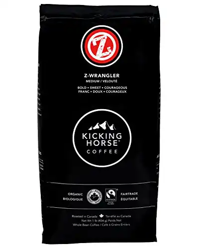 Kicking Horse Whole Bean Coffee, Z-Wrangler Medium Roast, 16 oz, Organic Fair Trade