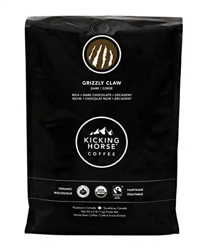 Kicking Horse Coffee, Grizzly Claw, Dark Roast, Whole Bean, 2.2 Pound - Certified Organic, Fair Trade