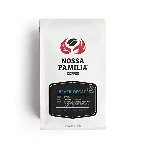 Nossa Brazil Organic-Decaf-Coffee, Medium-Dark Roast Coffee, SWP, 12oz Ground