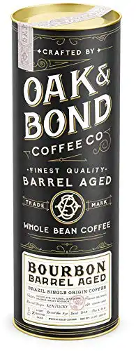 Oak & Bond | Bourbon Barrel Aged Coffee - Whole Bean Coffee, Medium Roast, Brazil Single Origin Whole Bean Coffee