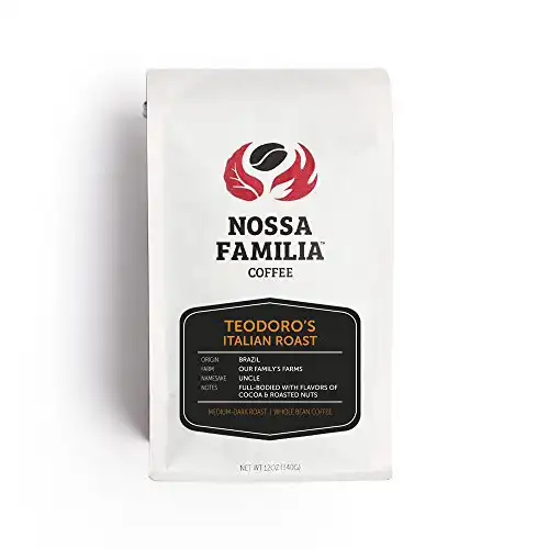 Italian Roast Medium-Dark Roast Coffee Beans Ground, Teodoro's 12oz