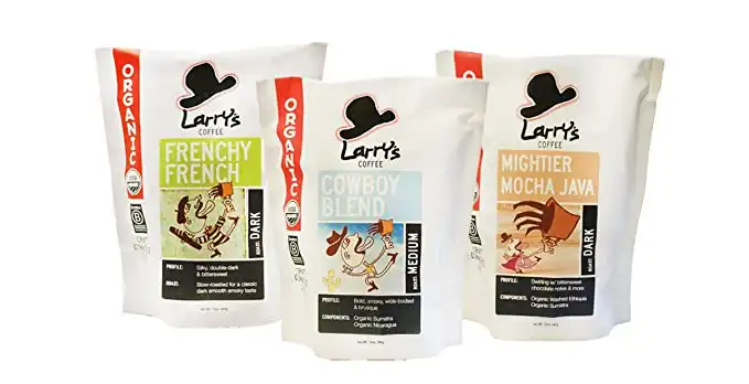 Larry's Coffee Organic Fair Trade Whole Bean | Bold Flavor Variety Pack | 3-count | 12 Ounce (Pack of 3)