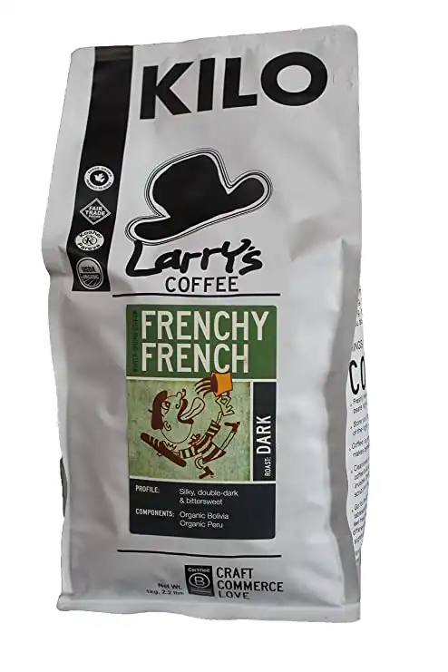 Larry's Coffee Organic Fair Trade Whole Bean Coffee | Frenchy French | Dark Roast |  2.2 Pound