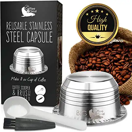The Coffee Seal | Stainless Steel Reusable Coffee Pod | Large | Nespresso VERTUO compatible | 5oz