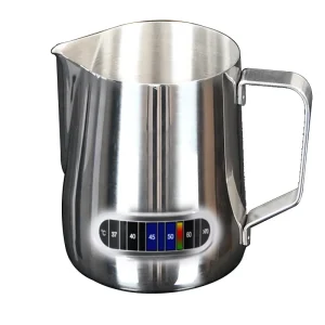12 20oz Milk Frothing Pitcher 350 600ml Temperature Display Stainless Steel Milk Frother Pitcher Jug Cup