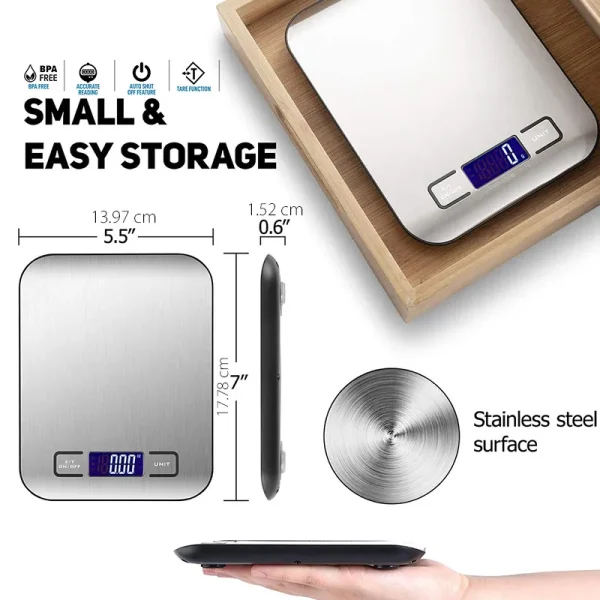 Kitchen Scale Digital 5 10kg 1g Electronic Weight Grams And Ounces Stainless Weighing Balance Measuring Food 1