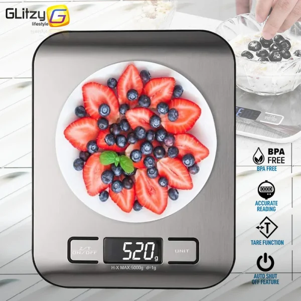 Kitchen Scale Digital 5 10kg 1g Electronic Weight Grams And Ounces Stainless Weighing Balance Measuring Food