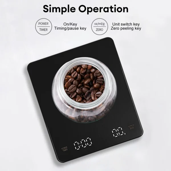Coffee Electronic Scales With Timer Led Screen Usb 3kg 0 1g G Oz Ml High Precision 4