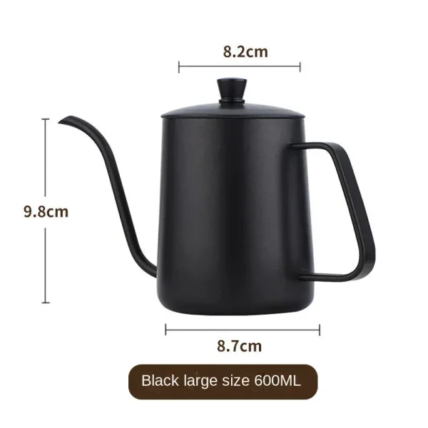 250 350 600ml Coffee Pour Over Kettle Stainless Steel Black Lid Cafe Pot Espresso Accessory Water 3