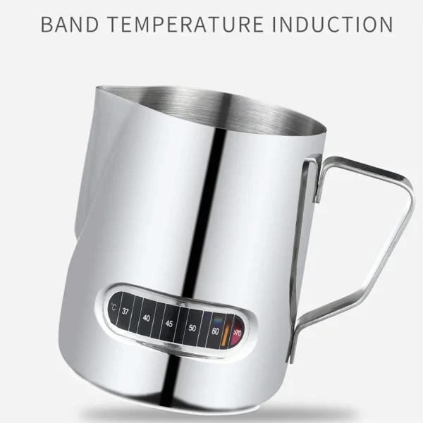 12 20oz Milk Frothing Pitcher 350 600ml Temperature Display Stainless Steel Milk Frother Pitcher Jug Cup 1