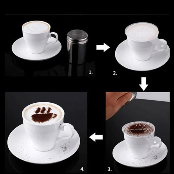 Cappuccino Mold Fancy Coffee Printing Model Foam Spray Cake Stencils Powdered Sugar Chocolate Cocoa Coffee Accessories 2