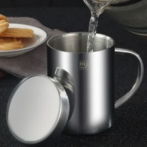 304 Stainless Steel Mug Cup Double Layer Anti Scalding Thermos Cup With Lip Coffee Tea Milk