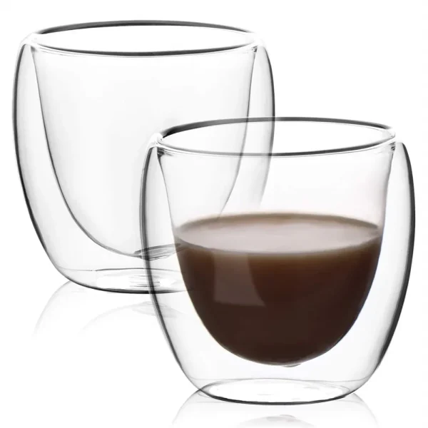 5 Sizes 6 Pack Clear Double Wall Glass Coffee Mugs Insulated Layer Cups Set For Bar 1