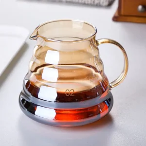 Pour Over Coffee Dripper Coffee Pot Set 600ml Coffee Server Coffee Maker Brewing Cup V02 Glass