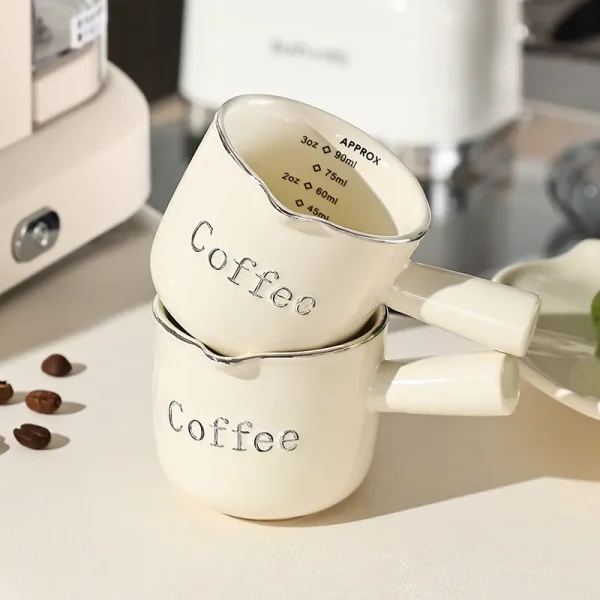 Mini Ceramic Milk Cup Creamer Jug Small Espresso Coffee Measuring Milk Pitcher With Handle Latte Mixer 2