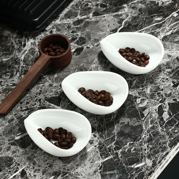 Coffee Beans Dose Trays Pure White Pottery Teaspoon Tea Separator Vessel Set Tools Coffee Bean Spoon 1