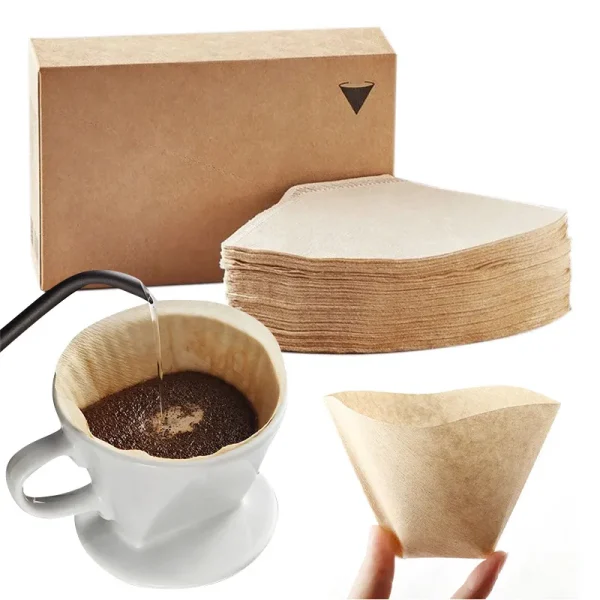 Coffee Filter Paper Disposable Espresso Coffee Filter Basket Natural Wood Pulp Hand Drip Paper Coffee Tea