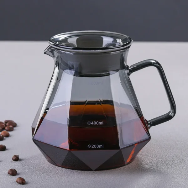 Glass Diamond Coffee Pot Sharing Pot Filter Cup Set Household Hand Brewed Pour Over Glass Makers 2