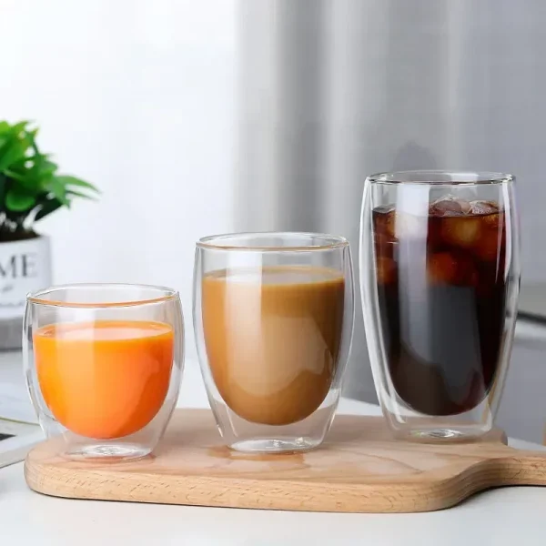 Heat Resistant Double Wall Glass Cup 80 650ml Beer Milk Coffee Water Cups Transparent Cup Wholesale