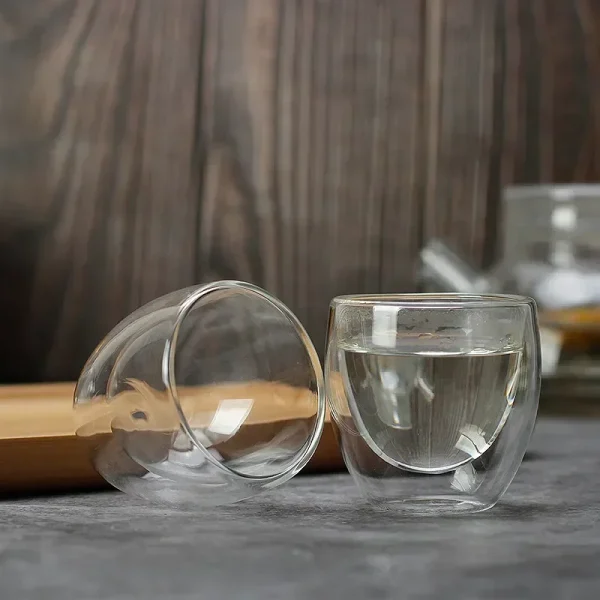 80ml 150ml 2 18pcs Double Wall Glass Kung Fu Tea Cup Transparent Coffee Milk Water Mug