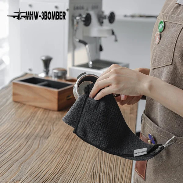 Mhw 3bomber Portable Coffee Bar Barista Cleaning Towel With Hanging Ring Absorbent Espresso Cup Dish Towels 3
