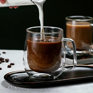 Double Wall High Borosilicate Glass Mug Heat Resistant Handle Coffee Milk Juice Water Cup Bar Drinkware 1