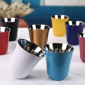 80ml160ml Espresso Mugs 304 Stainless Steel Coffee Cups Insulated Double Wall Dishwasher Safe Small Capacity Insulation 1