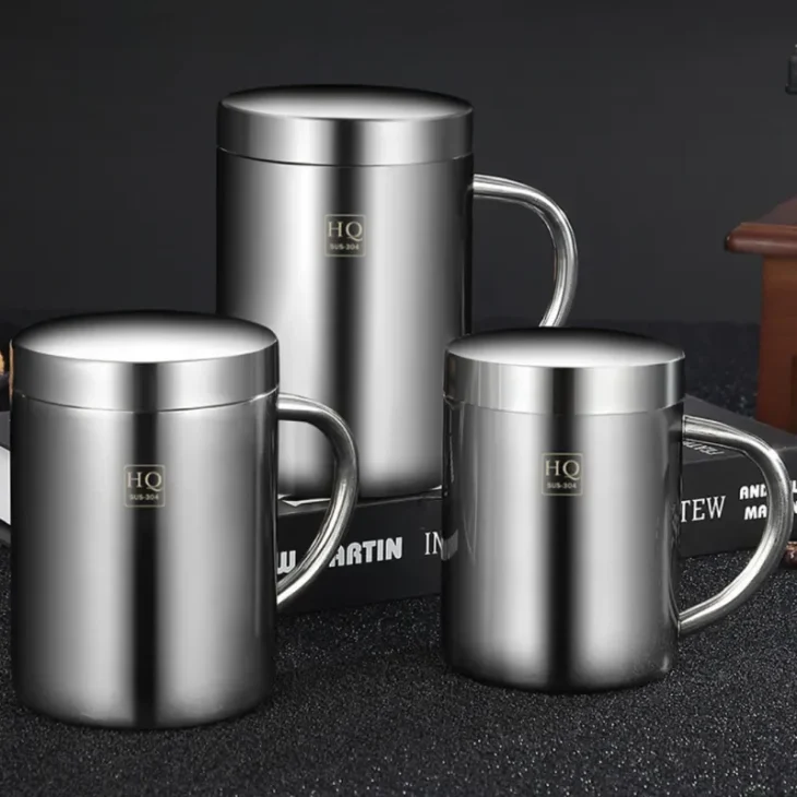 304 Stainless Steel Mug Cup Double Layer Anti Scalding Thermos Cup With Lip Coffee Tea Milk 1