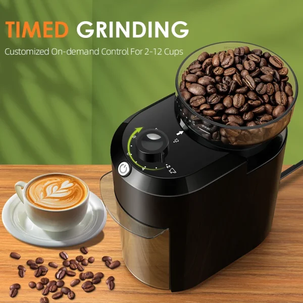 Wancle Electric Burr Coffee Grinder Adjustable Burr Mill Conical Coffee Bean Grinding With 28 Precise Grind 3