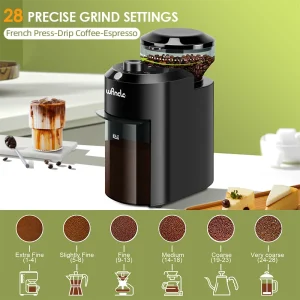 Wancle Electric Burr Coffee Grinder Adjustable Burr Mill Conical Coffee Bean Grinding With 28 Precise Grind 1