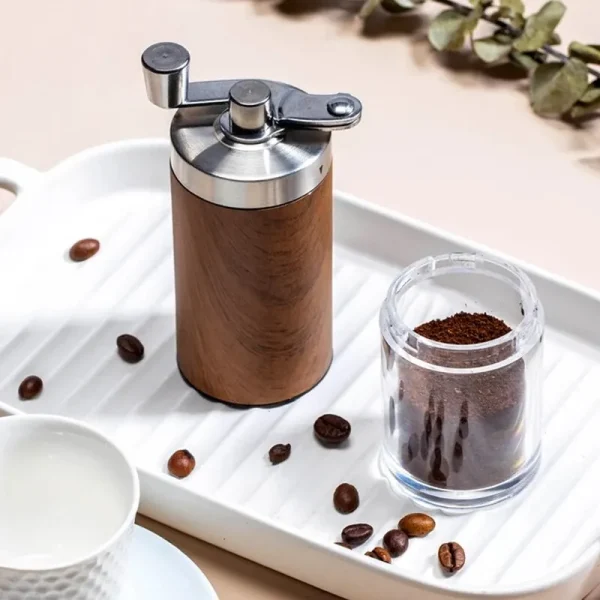 Coffee Bean Grinder Portable Wood Grain Stainless Steel Crank Hand Hand Coffee Grinder Kitchen Tool Grinder 1