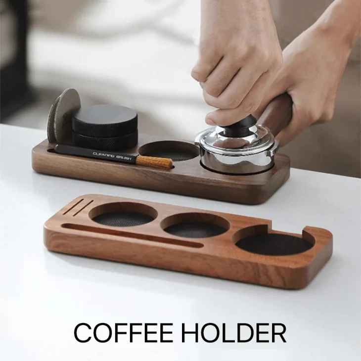 Kf S128ec1b9b0df4bfea3922d391ca7f1fdd Coffee Tamper Mat Station Stand Portafilter Holder Support Base Rack Walnut Wood For 51mm 54mm 58mm